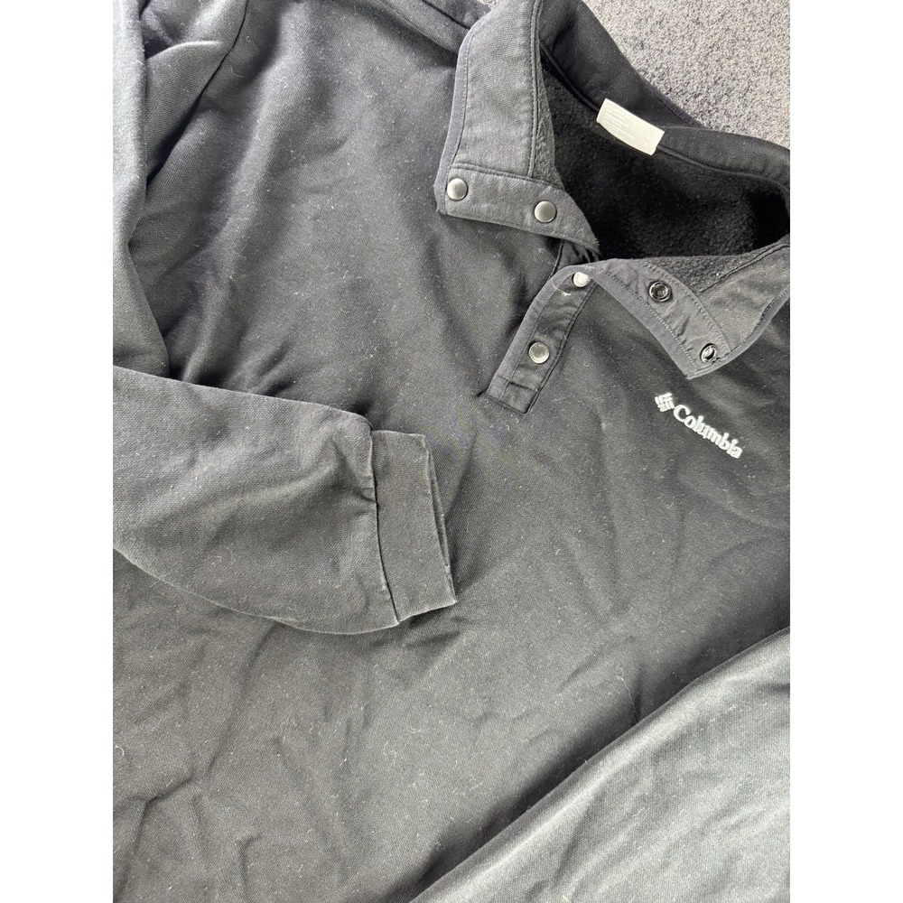 Columbia Fleece Pullover XL Black Snap Collar Sweatshirt Outdoor